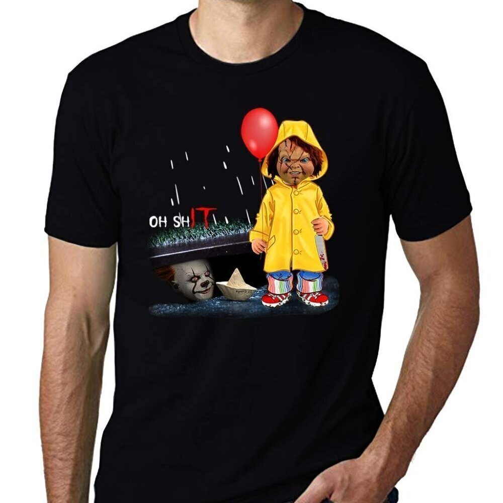 Pennywise IT Vs Chucky Halloween Horror Movie Mashup Graphic T-Shirt